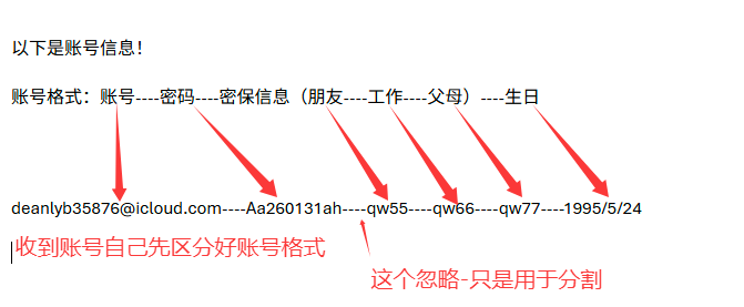步骤1：账号格式示例